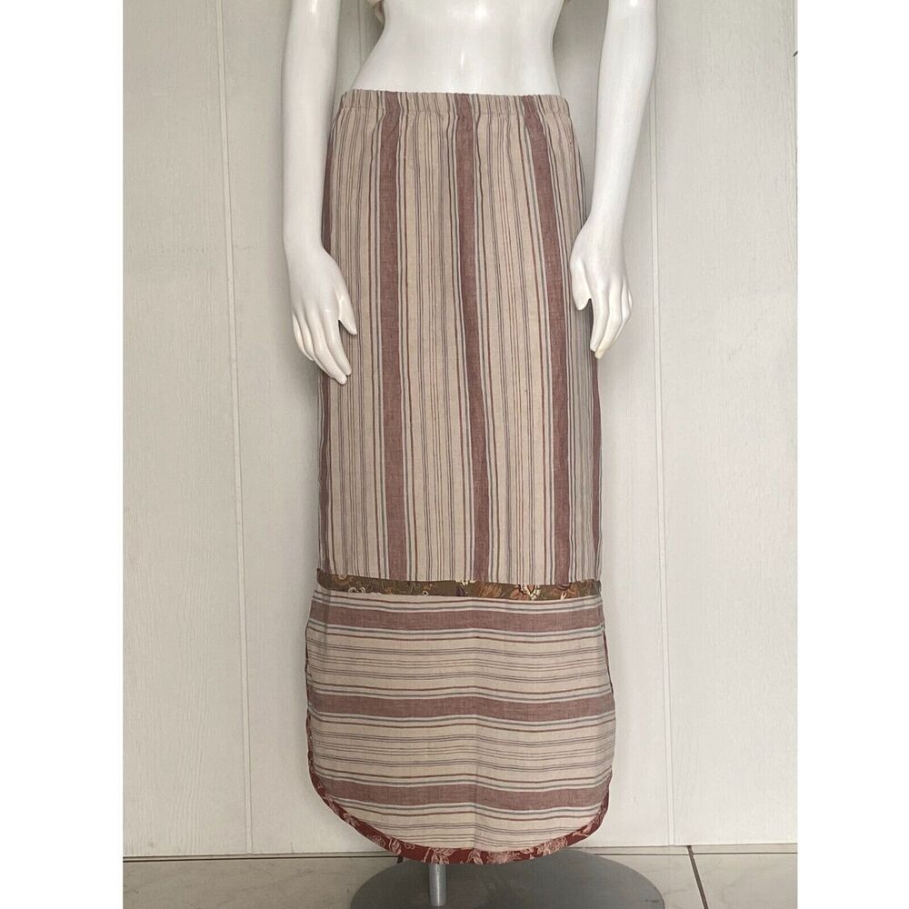 Jackie Loves John Linen Skirt Womens M Lagenlook Art-Wear Boho Cottagecore Funky